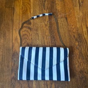 JCrew Navy & White Stripe Clutch